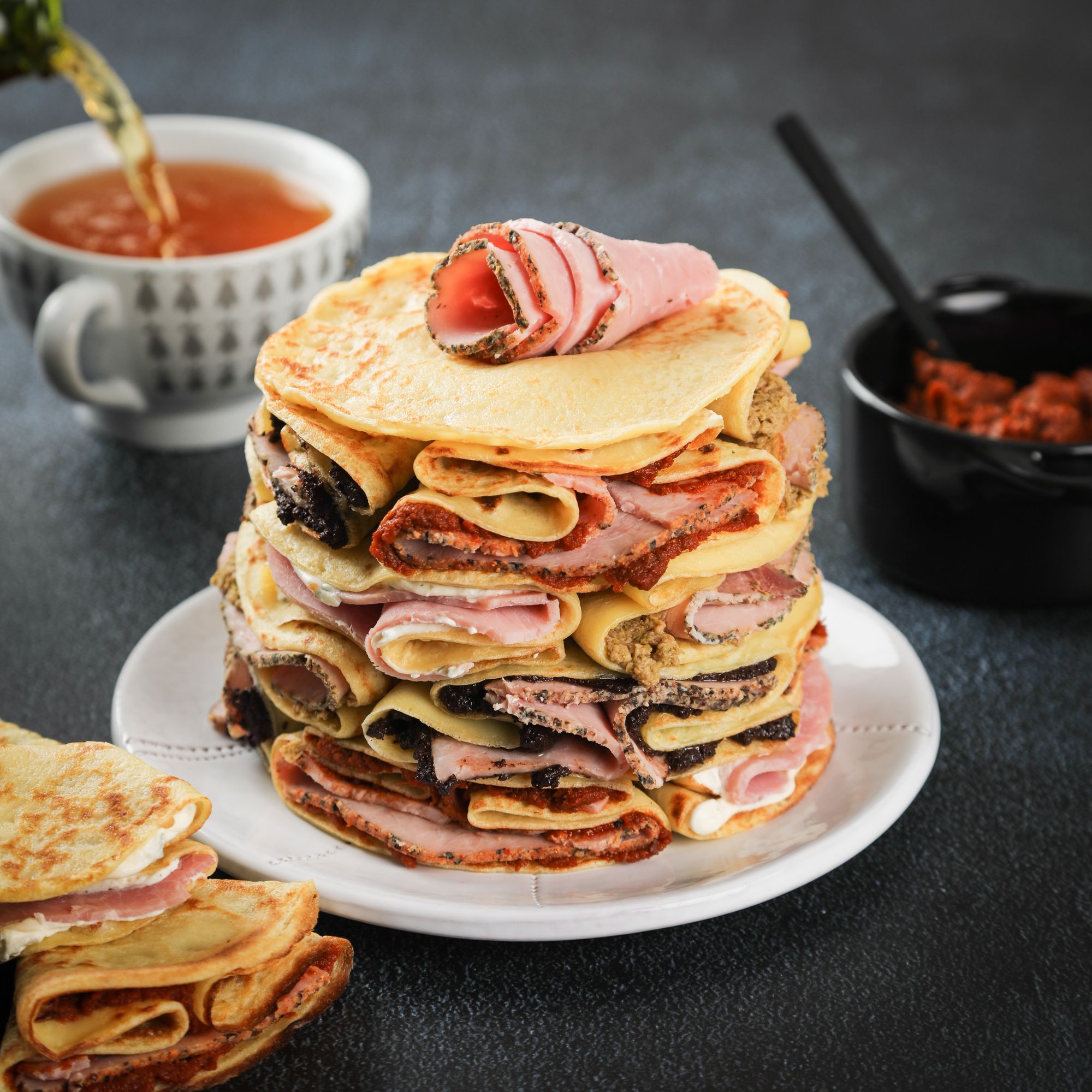 Gateau de crepes salé pour la chandeleur ou l&amp;#39;apéro