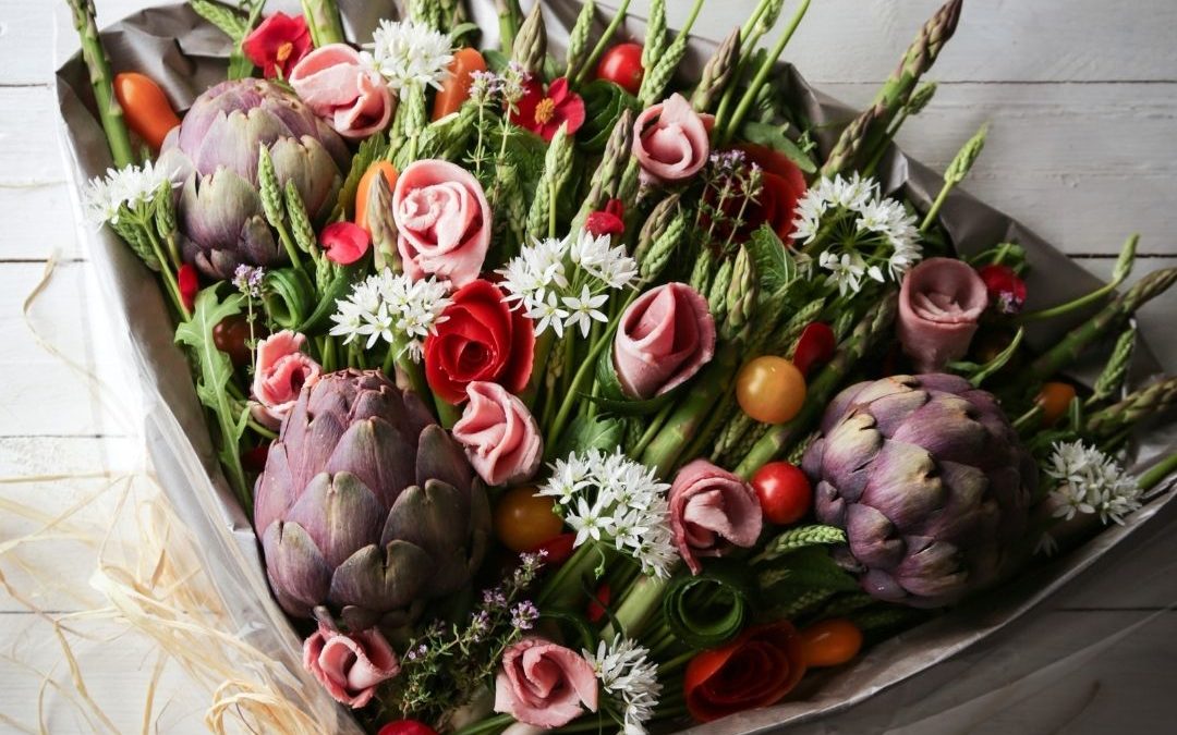 Idée cadeau fête des mamies ou des mamans : bouquet de jambon